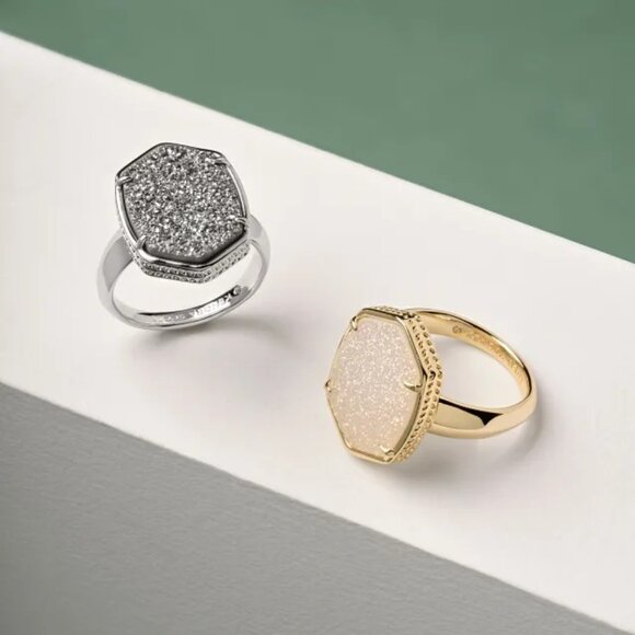 New Kendra Scott Daphne Gold Statement Ring in Iridescent Drusy Christmas Gift - Picture 2 of 2